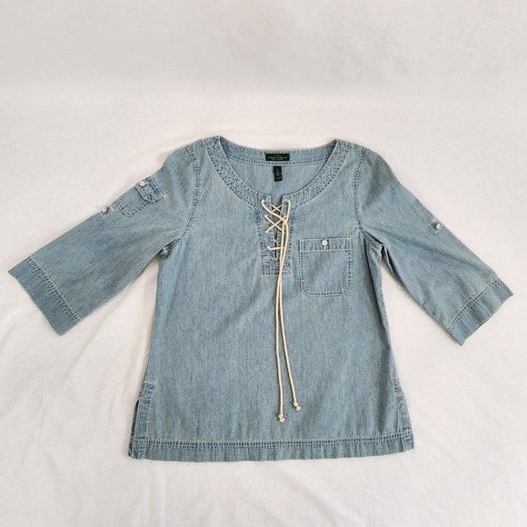 Vintage LRL JEANS CO. RALPH LAUREN Denim Tunic/Shirt Loose Fit Size M Exc. Cond. - Picture 7 of 16